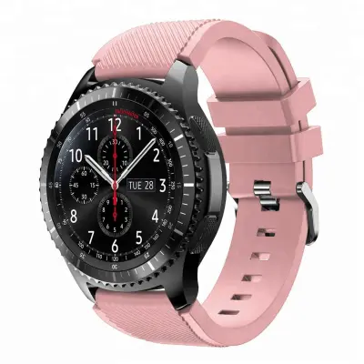 Cadorabo TPU zapestni pas z zapiranjem kovine 22 mm, združljivo s Samsung Galaxy Gear S3/Gear 2 v Pink - Nadomestni trak za Huawei Watch GT za Watch 2