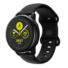 Cadorabo silikonski zapestni pas 20 mm združljiv s Samsung Galaxy Watch 42 mm / 3 /4 /5 / šport v črni barvi - nadomestni jermen za Huawei Watch 2 za Nokia Steel za LG Watch Sport za Pepple