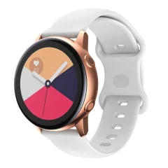 Cadorabo silikonski zapestni pas 20 mm združljiv s Samsung Galaxy Watch 42 mm / 3/4 / 5 / šport v beli barvi - nadomestni jermen za Huawei Watch 2 za Nokia Steel za LG Watch Sport za Pepple