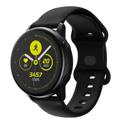 Cadorabo silikonski zapestni pas 22 mm, združljiv s Samsung Galaxy Gear S3/Gear 2 v črni barvi - nadomestni jermen za Huawei Watch GT za Watch 2 Pro z