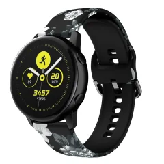 Cadorabo silikonski zapestni pas 22 mm, združljiv s Samsung Galaxy Gear S3 / Gear 2 v tiskanem oblikovanju cvetov črno belo - nadomestni trak za Huawei Watch GT za Watch 2 Pro za Ticwatch Pr