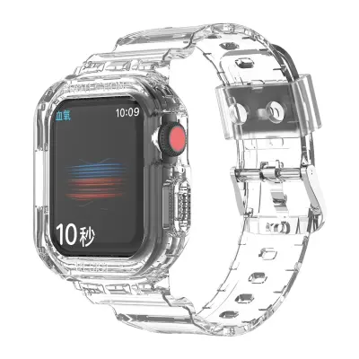 Zapestnica Cadorabo TPU, združljiva z Apple Watch (serija 7/8) 45 mm, (SE/serija 4/5/6) 44mm in (serija 1/2/3) 42mm v prozorni - nadomestna zapestnica