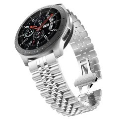 Cadorabo iz nerjavečega jekla za zapestnico 22 mm, združljiv s Samsung Galaxy Gear S3 / Gear 2 v Srebrni - Nadomestni trak za Huawei Watch GT za Watch 2 Pro za Ticwatch Pro za čas Pepple Etc