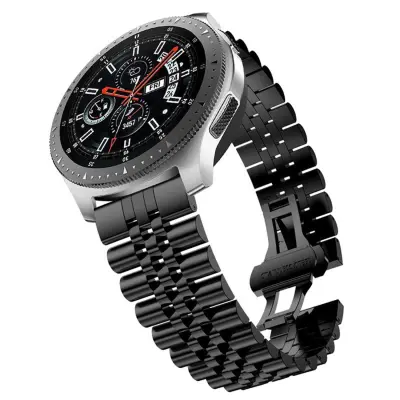 Cadorabo iz nerjavečega jekla za zapestnico 22mm združljiv s Samsung Galaxy Gear S3/Gear 2 v črni barvi - nadomestni jermen za Huawei Watch GT za Watc