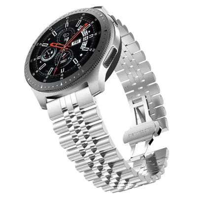 Cadorabo iz nerjavečega jekla za zapestjo 20mm združljiv s Samsung Galaxy Watch 42 mm/3/4/5 v srebrni - nadomestni jermen za Huawei Watch 2 za Nokia S