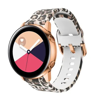Cadorabo silikonski zapestni pas 20mm združljiv s Samsung Galaxy Watch 42 mm/3/4/5 v tiskanem oblikovanju Leopard - nadomestni trak za Huawei Watch 2