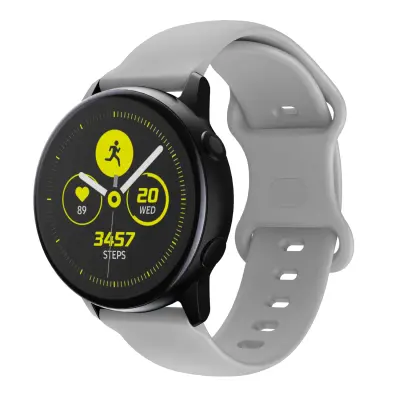 Cadorabo silikonski zapestni pas 20mm združljiv s Samsung Galaxy Watch 42 mm/3/4/5/šport v sivi barvi - nadomestni jermen za Huawei Watch 2 za Nokia S