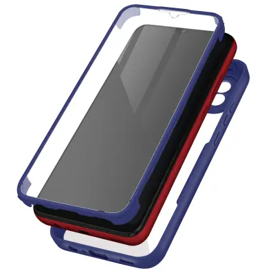 Ovitek Samsung Galaxy A03, zadnji del iz pleksiglasa z Svetlomodra obroba