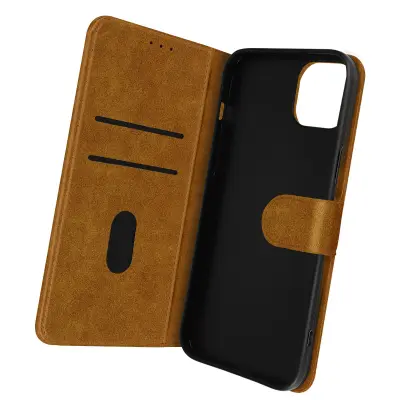 Folio Case iPhone 14 Plus z držalom za kartico - rjav