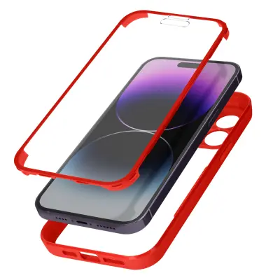 Ovitek iPhone 14 Pro, zadnji del iz pleksiglasa z Rdec obrobo