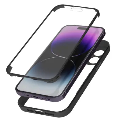 Ovitek iPhone 14 Pro, zadnji del iz pleksiglasa z crno obrobo