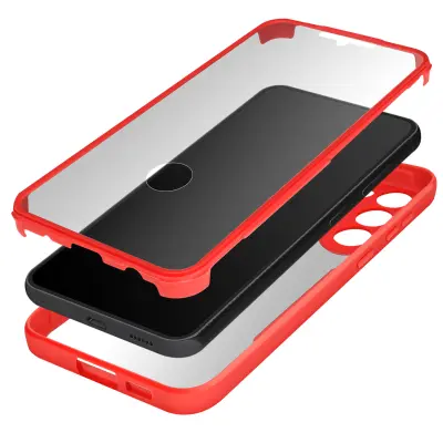 Ovitek Samsung S23, zadnji del iz pleksiglasa z Rdec obrobo