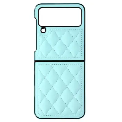 Ovitek Samsung Z Flip 4 imitacija usnja Rhombic Rhombus Chic serija svetlo modra