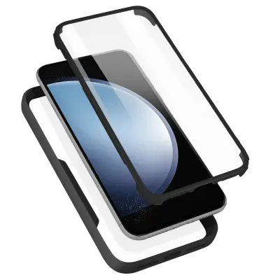 Ovitek iPhone 12, zadnji del iz pleksiglasa z crno obrobo