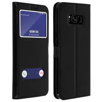 Dvojno okensko preklopno stojalo za video, crno str. Samsung Galaxy S8 Plus