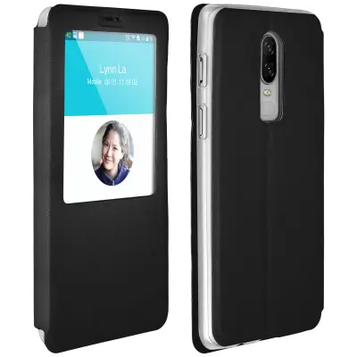 Folio ovitek z okencem Funkcija video podpore - crna str. OnePlus 6