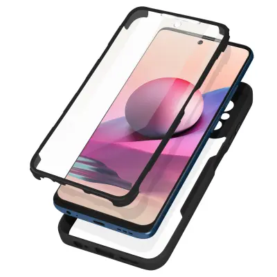 Ovitek Xiaomi Redmi Note 10 / 10S, zadnji del iz pleksiglasa z crno obrobo