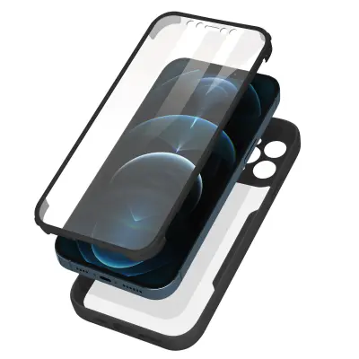 Ovitek iPhone 12 Pro Max, zadnji del iz pleksiglasa z crno obrobo