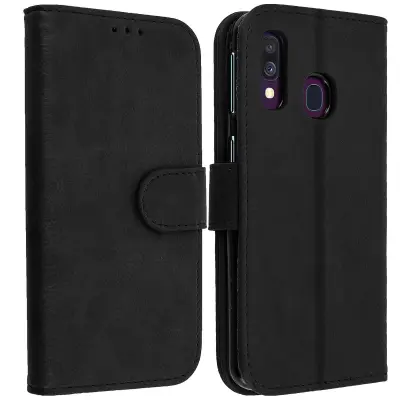 Folio Case Samsung Galaxy A40 z držalom za kartico - Crna