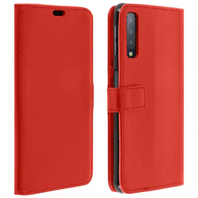 Folio etui za denarnico in stojalo za video, zrnat ucinek - rdeca str. Samsung Galaxy A7 2018