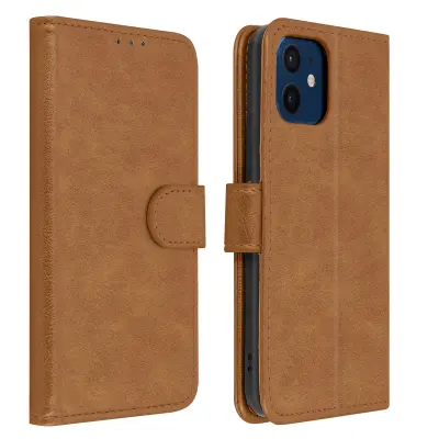 Folio Case iPhone 12 Mini z držalom za kartico - rjav