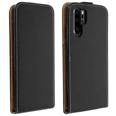 Vertikalna preklopna torbica Držalo za kartice, gladek ucinek - crna str. Huawei P30 Pro