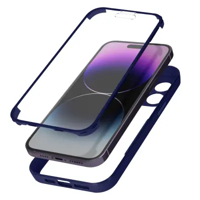 Ovitek iPhone 14 Pro, zadnji del iz pleksiglasa z Svetlomodra obroba