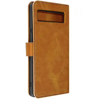 Etui za Google Pixel 7a Flip Wallet Video Holder Wrist Strap Camel