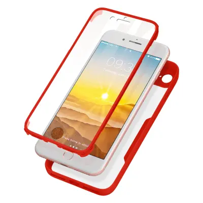 Ovitek iPhone SE / 8 / 7, zadnji del iz pleksiglasa z Rdec obrobo