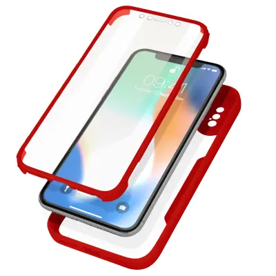 Ovitek iPhone X / XS, zadnji del iz pleksiglasa z Rdec obrobo
