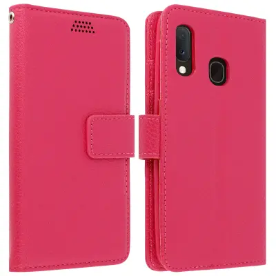 Folio Case Držalo za kartice in stojalo za video, zrnat ucinek - roza str. Samsung Galaxy A20e