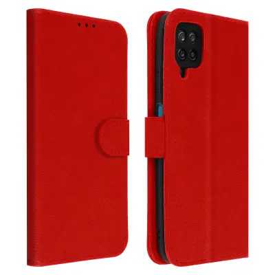 Folio Case Samsung Galaxy A12 z držalom za kartico - rdeca