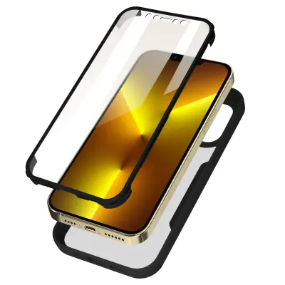 Ovitek iPhone 13 Pro Max, zadnji del iz pleksiglasa z crno obrobo
