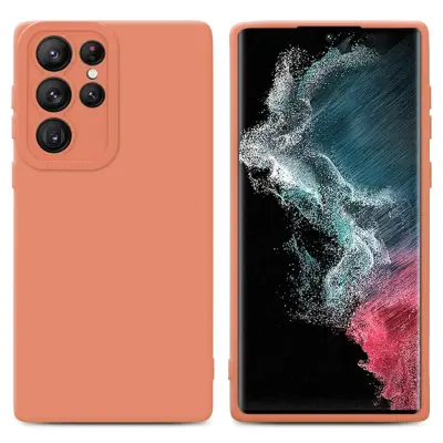 CADORABO Ohišje, združljiv s Samsungom v tekočini svetlo oranžni pokrov - zaščitni pokrov iz fleksibilnega silikona TPU