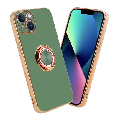 CADORABO Apple v sijajni svetlo zeleni barvi - Zlato z obročem silikonski/TPU ovitek z zaščito pred kamero in držalom magnetnega avtomobila