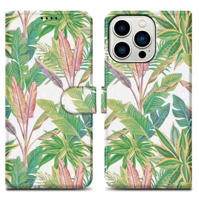 CADORABO Ohišje, združljiv z Apple - Design Green Rainforest št. 8 - Zaščitni pokrov z magnetnim zapiranjem, funkcijo stojala in režo za kartico