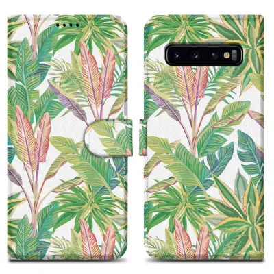 CADORABO Ohišje, združljiv s Samsungom - Design Green Rainforest št. 8 - Zaščitni pokrov z magnetnim zapiranjem, funkcijo stojala in režo za kartico