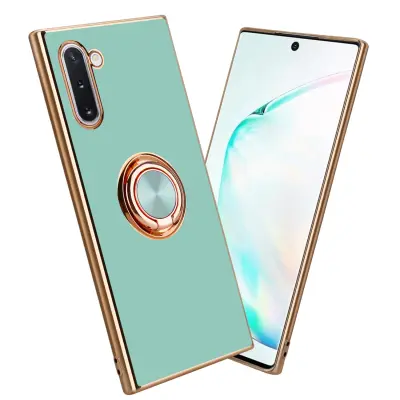 CADORABO Samsung v sijajni turkizni - Zlato z obročem silikonski/TPU ovitek z zaščito pred kamero in držalo magnetnega avtomobila