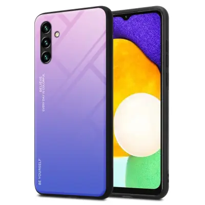 CADORABO Ohišje, združljiv s Samsungom v roza - modri - dvobarvni zaščitni pokrov iz silikona TPU in hrbta iz kaljenega stekla