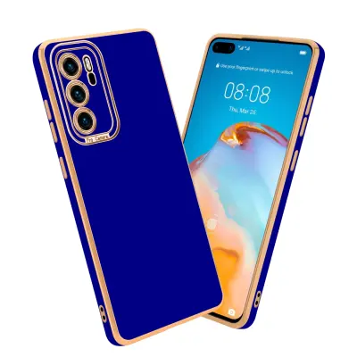 CADORABO Ohišje, združljiv s Huawei v sijajnem modrem - rožnati zlatu - zaščitni pokrov iz fleksibilnega silikona TPU in z zaščito pred kamero