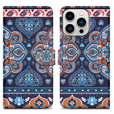 CADORABO Ohišje, združljiv z Apple - Design Blue Mandala št. 1 - Zaščitni pokrov z magnetnim zapiranjem, funkcijo stojala in režo za kartico