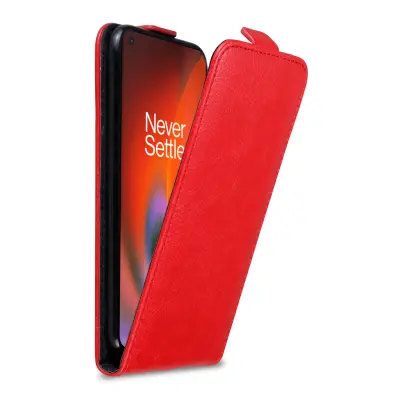 Cadorabo Case, združljiv z OnePlus v Apple Red - Zaščitni pokrov v zasnovi Flip z magnetnim zapiranjem
