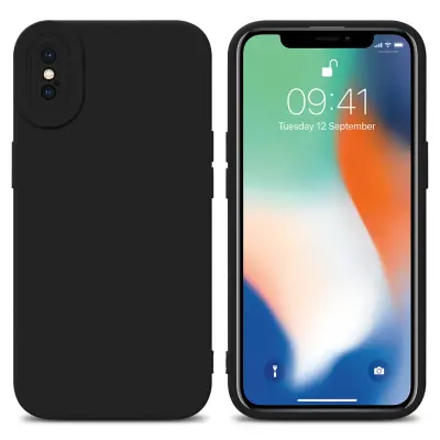 CADORABO Ohišje, združljiv z Apple v tekoči črni barvi - zaščitni pokrov iz fleksibilnega silikona TPU