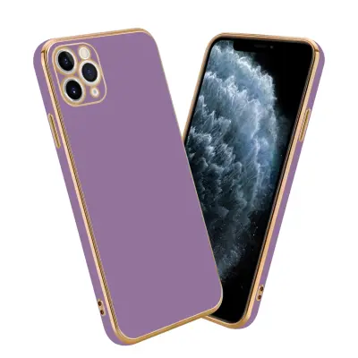 CADORABO Ohišje, združljiv z Apple v sijajnem vijoličnem - zlati - zaščitni pokrov iz fleksibilnega silikona TPU in z zaščito pred kamero