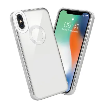 CADORABO Ohišje, združljiv z Apple v prozorni - srebrni - zaščitni pokrov, narejen iz fleksibilnega silikona TPU s kromiranjem