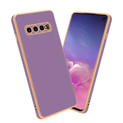 CADORABO Ohišje, združljiv s Samsungom v sijajnem vijoličnem - zlati - zaščitni pokrov iz fleksibilnega silikona TPU in z zaščito pred kamero