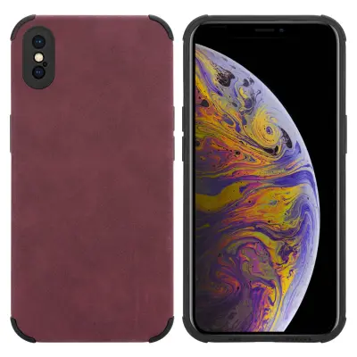 Cadorabo Case, združljiv z Apple v Burgund Purple - Zaščitni pokrov iz silikona TPU z plemenito umetno seminsko hrbet