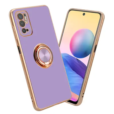CADORABO Xiaomi v sijajni svetlobi vijolični - zlato z obročem silikonski/TPU ovitek z zaščito pred kamero in držalom za magnetni avtomobil