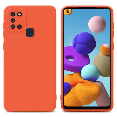 CADORABO Ohišje, združljiv s Samsungom v tekočini Orange - Zaščitni pokrov iz fleksibilnega silikona TPU