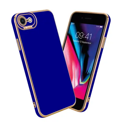 CADORABO Ohišje, združljiv z Apple v sijajnem modrem - Rose Gold - Zaščitni pokrov iz fleksibilnega silikona TPU in z zaščito pred kamero